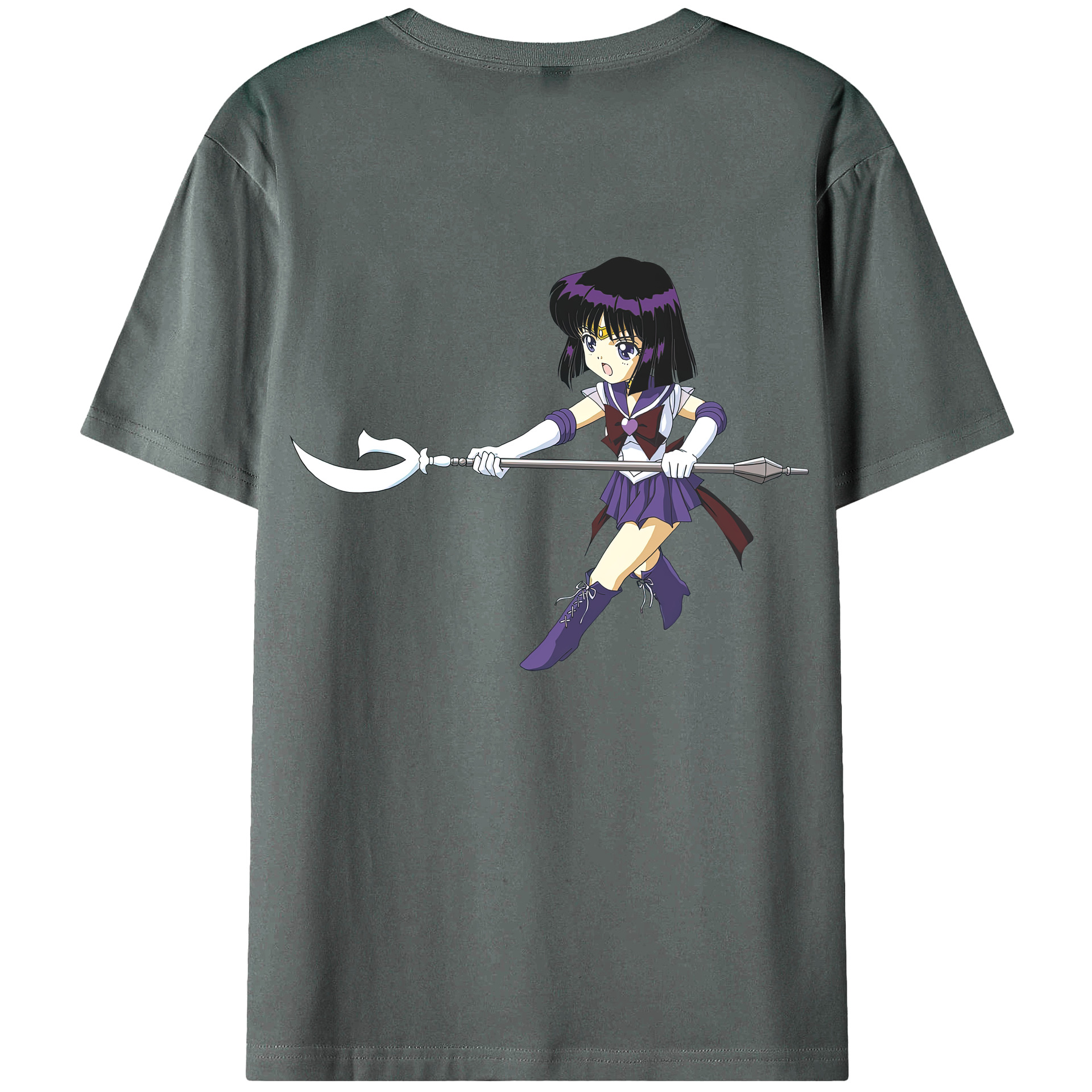 （画像用） 美少女戦士セーラームーン 土萠ほたる Sailor Moon Tomoe Hotaru （セーラーサターン；Sailor Saturn） 綿100％ メンズ半袖Tシャツ（バックプリント） 通気性